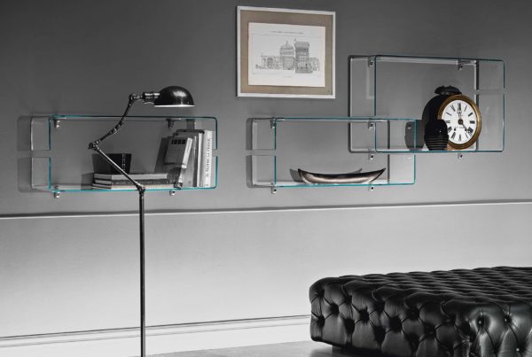 Babila curved glass shelves